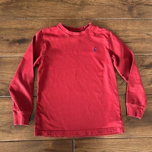 Polo by Ralph Lauren Cotton Jersey Long-Sleeve Tee Size 7 Boys, burgundy color.